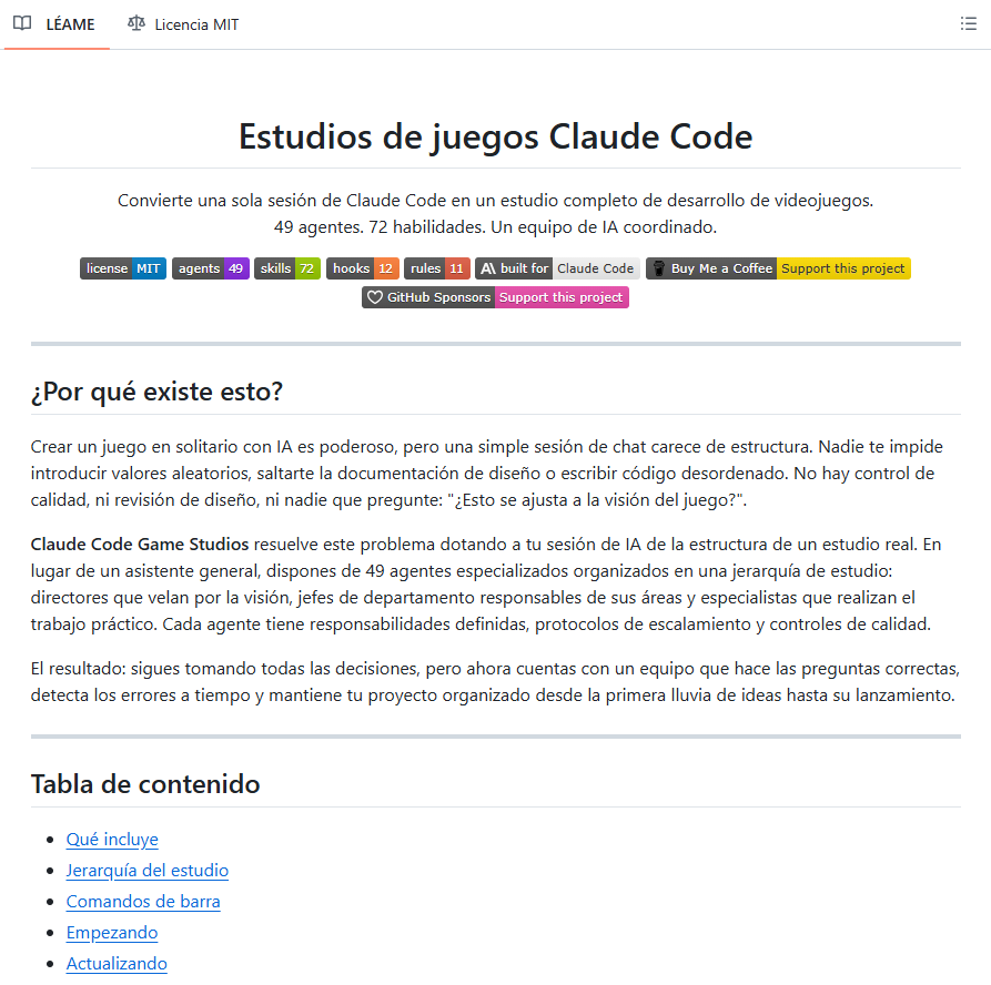 _guillecasaus's tweet image. 🚨 Han creado el sistema más avanzado para desarrollar videojuegos con Claude Code.

49 agentes, 72 skills y decenas de comandos organizados como un estudio completo con roles, jerarquías y especialización real.

Es gratis, 100% open-source y funciona con motores como Unity,