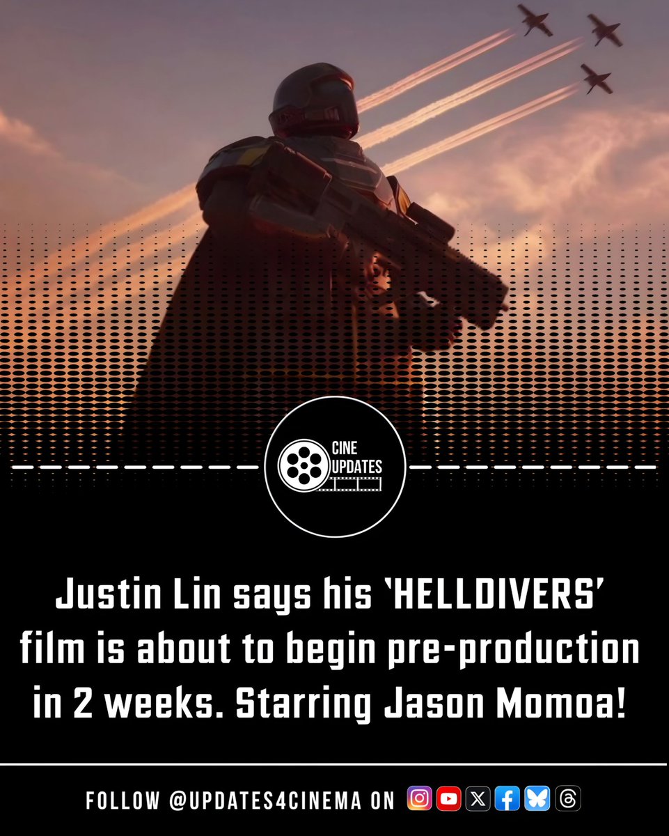 Updates4Cinema's tweet image. Justin Lin says his Helldivers film is set to begin pre-production in two weeks.
The film will star Jason Momoa.
#Helldivers #JasonMomoa #JustinLin