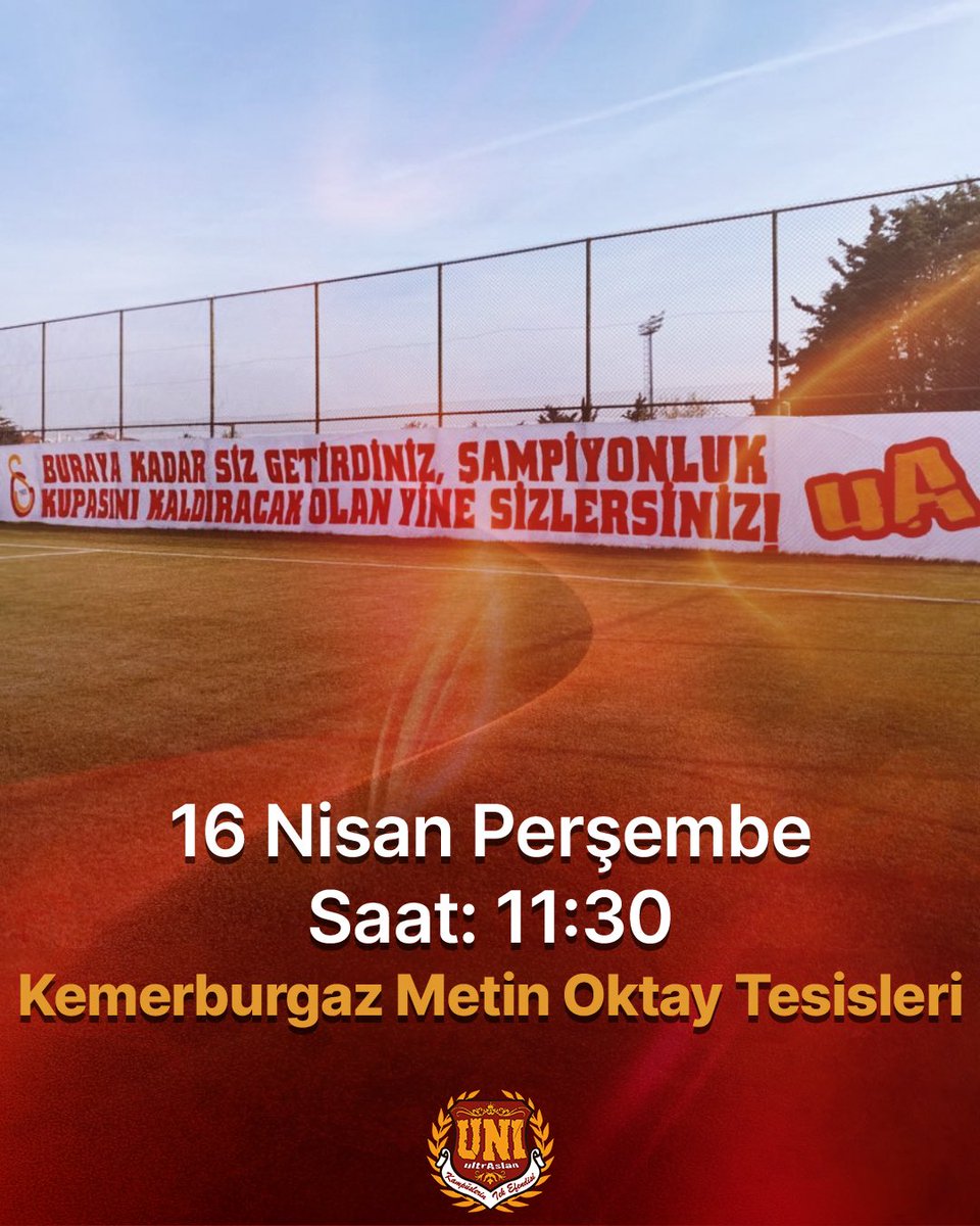 BURAYA KADAR SİZ GETİRDİNİZ, ŞAMPİYONLUK KUPASINI KALDIRACAK OLAN YİNE SİZLERSİNİZ!

📍Perşembe Saat 11:30’da ASLANLARIMIZA destek olmak için Kemerburgaz Metin Oktay Tesisleri’nde buluşuyoruz! #ultrAslanUNI