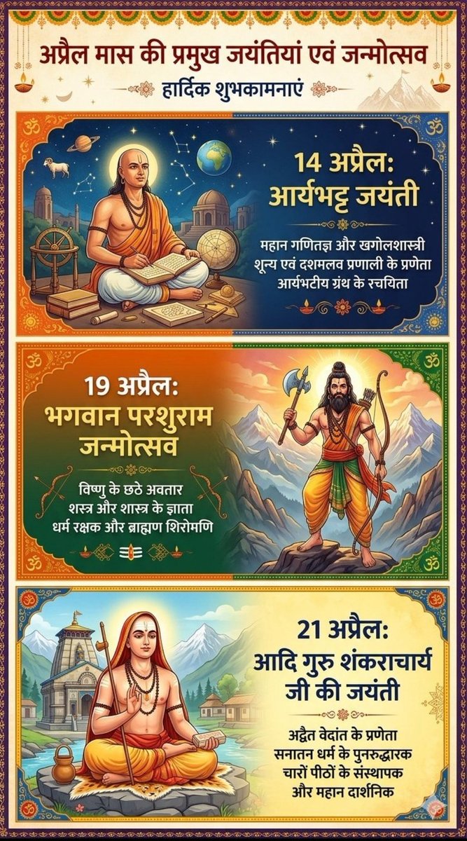 HindutvaUnity's tweet photo. @narendramodi @myogiadityanath Let’s not forget great personalities like Parashurama, Aryabhata, and Adi Shankaracharya who shaped our nation’s legacy. Their birth anniversaries deserve recognition as national holidays. 🇮🇳 🚩 https://t.co/Bpn9wdBQbP
