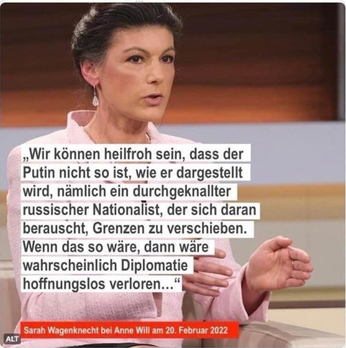 LudkeThomas's tweet photo. @SWagenknecht Zahlt Putin eigentlich immer pünktlich?
Unsere Fachfrau für Außenpolitik läuft wieder zu Hochform auf. https://t.co/7Y2xO84BA5