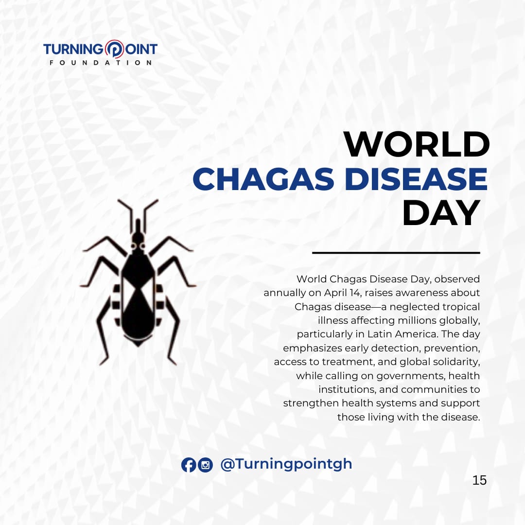 turning_pointgh's tweet photo. As we mark World Chagas Disease Day, we are reminded that illnesses like Chagas disease reflect a deeper reality: when people are overlooked, their health is too.
#WorldChagasDiseaseDay #HealthEquity #NeglectedDiseases #PublicHealth #LeaveNoOneBehind https://t.co/xneCo4Ijyu