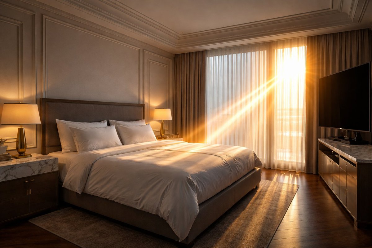 🛏️ قبل ما تحجز غرفة فندق..
اسأل عن نوع الستائر !
فنادق كثيرة تستخدم ستائر شفافة ديكورية فقط وما تحجب أشعة الشمس عند الشروق 🌅
وإذا كنت تنام متأخر هذي الغلطة البسيطة تقدر تخرب يومك ✨
الحل:
✅ اطلب غرفة بـ Blackout Curtains
✅ اختار غرفة اتجاهها شمال أو غرب
✅ اقرأ تعليقات الزبائن