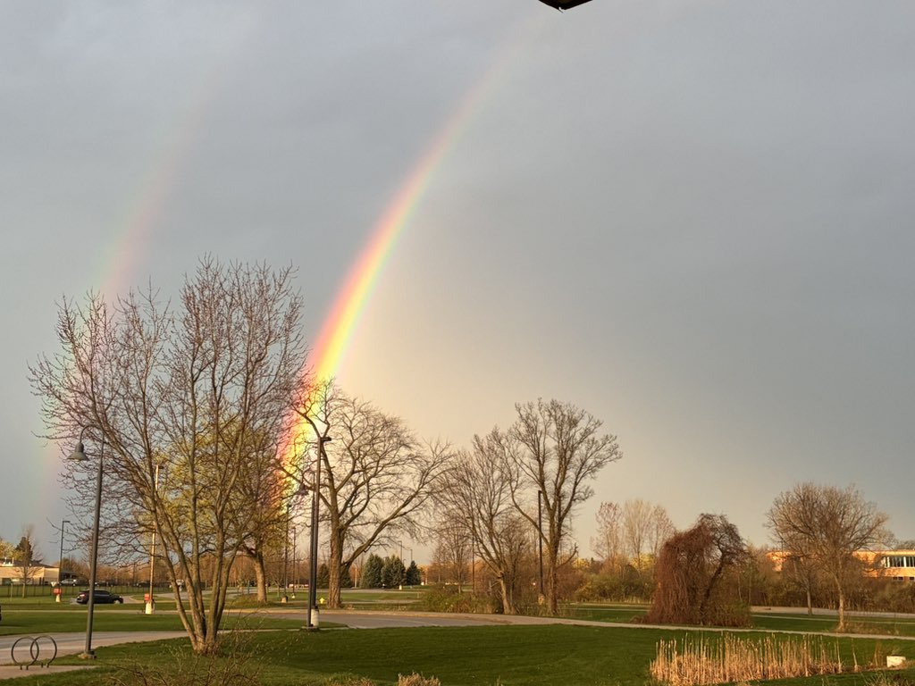KeithPiccard's tweet image. Good start of the day with the double rainbow at @AllendaleMS!  Invertebrates from yesterday are all aerating, sorting materials ready to go, and the #RAILProject App is fired up. @wxblakeharms @ellenbacca @UMichEEB @MSUEntomology @BiologyGvsu