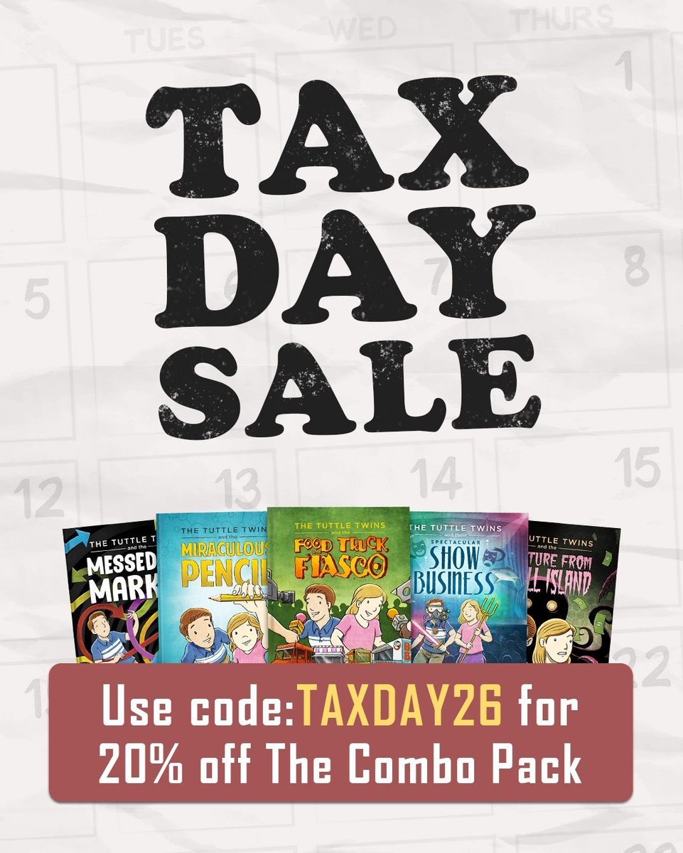 tuttletwins's tweet image. Most kids are great at earning money and spending it. The part nobody teaches — where it actually goes, and why — is exactly what Tuttle Twins is built for. Full Combo Pack is 20% off this week with code TAXDAY26. #FinancialLiteracy #KidsEducation