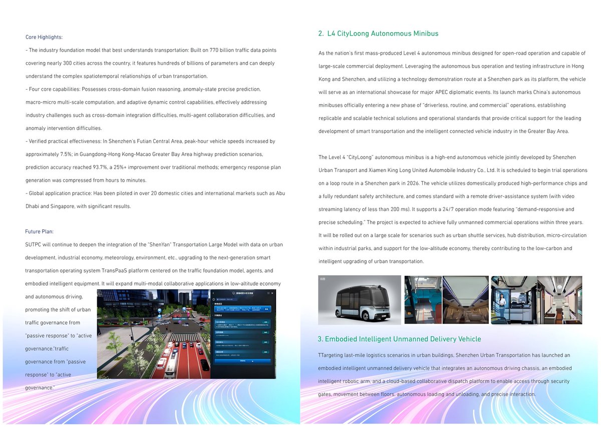 CITSE2026's tweet photo. CITSE Exhibitor Recommendation|SUTPC debuts "ShenYan" Transportation Large Model &amp; L4 CityLoong minibus at #CITSE 2026

1.100B-parameter traffic model
2.China’s 1st mass-produced L4 open-road minibus
3.Embodied delivery robot + TransPaaS

🗓️May 13-15, 2026
📍Xiamen, China

#SUTPC https://t.co/t65SMicqqh