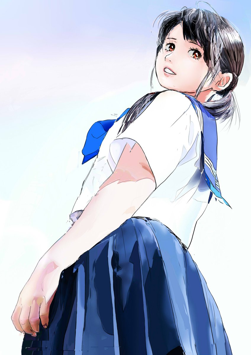 見返りセーラー　顔のタッチなど変えて2種 | SAI60 #pixiv pixiv.net/artworks/14355… 
＃イラスト練習中＃絵描きさんと繋がりたい
手直しx2