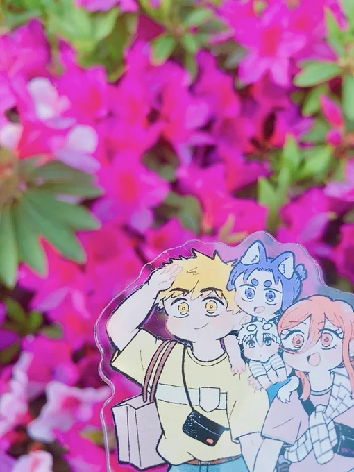 みろよ!ツツジだぜ! ほんとだ! きれーだなぁ〜 みう!