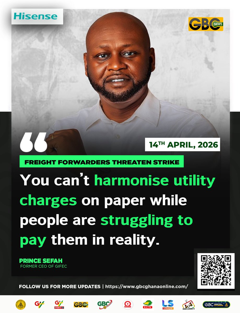gbcnews_'s tweet image. Freight Forwarders Threaten Strike 

You can’t harmonise utility charges on paper while people are struggling to pay them in reality.

Prince Sefah - Former CEO of GIFEC

#gbcnews
#utility
#gtvbreakfastshow