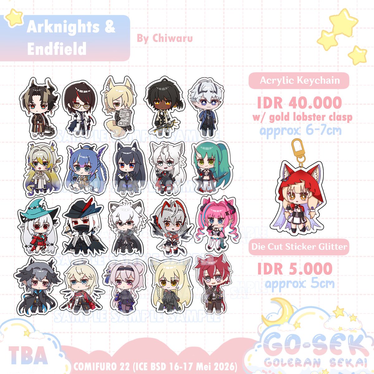 .✦ ݁˖❤️ &amp; rt  are appreciated! .✦ ݁˖    

Hello! My (mini) #CF22 preorder (batch 2) has opened!    
📅14 April~17 April 2026
📌Pick Up Order ONLY 
🌸Uma Musume, Arknights+Endfield, Blue Archive, Holostar EN, Hololive ID   

More catalogue ↓ 
#comifuro22 #CF22catalogue