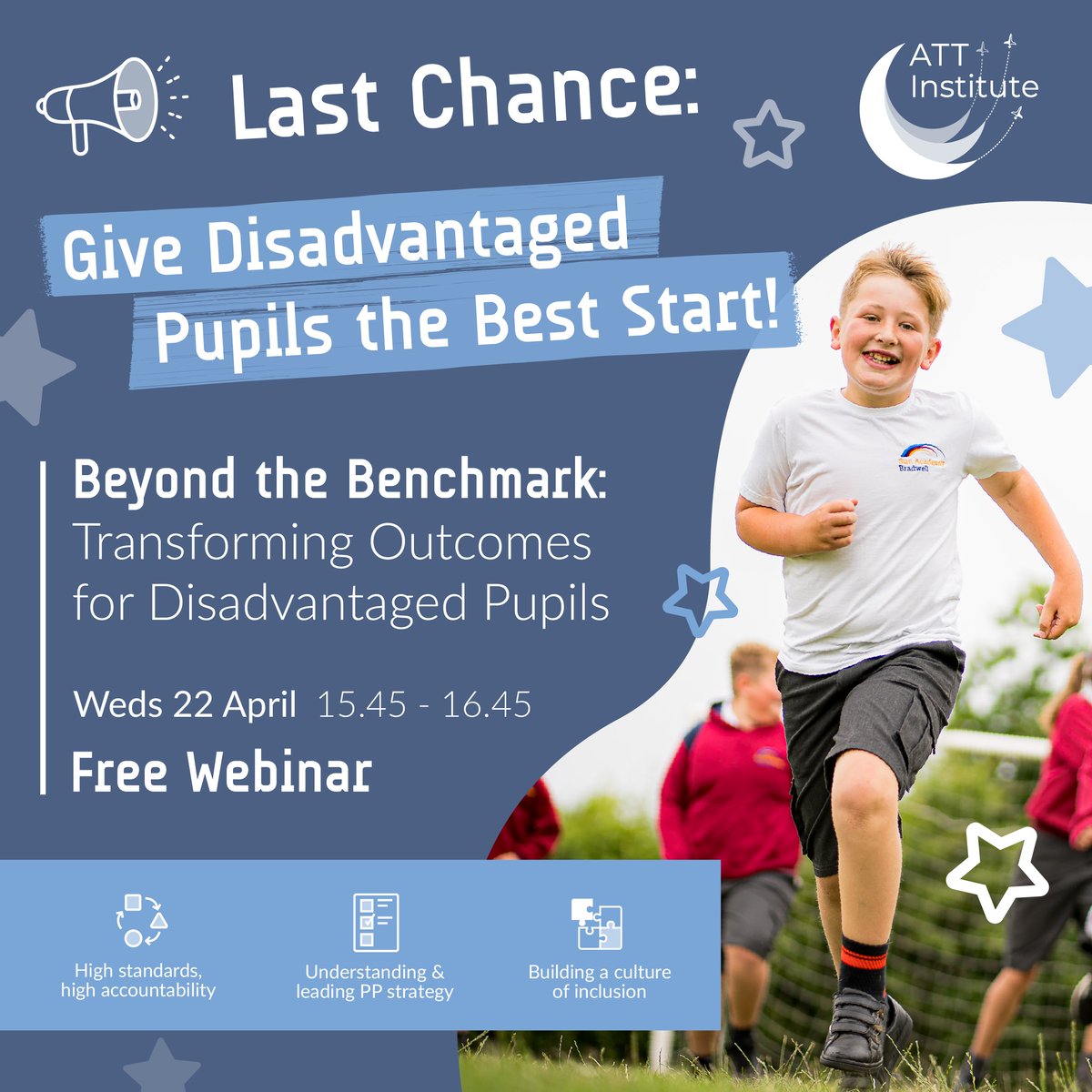 ATTInstitute's tweet photo. Beyond the Benchmark ✈️
Join us to learn how @KingsmoorHarlow, @Sunbradwell &amp; @BHallAcademy achieved standout outcomes for disadvantaged pupils, &amp; how you can adapt the strategies in your context.
22 April | 15:45-16:45
Sign up: https://t.co/hYvMqhzVFp
#TransformingLives #OneATT https://t.co/ZEuky2HwYK