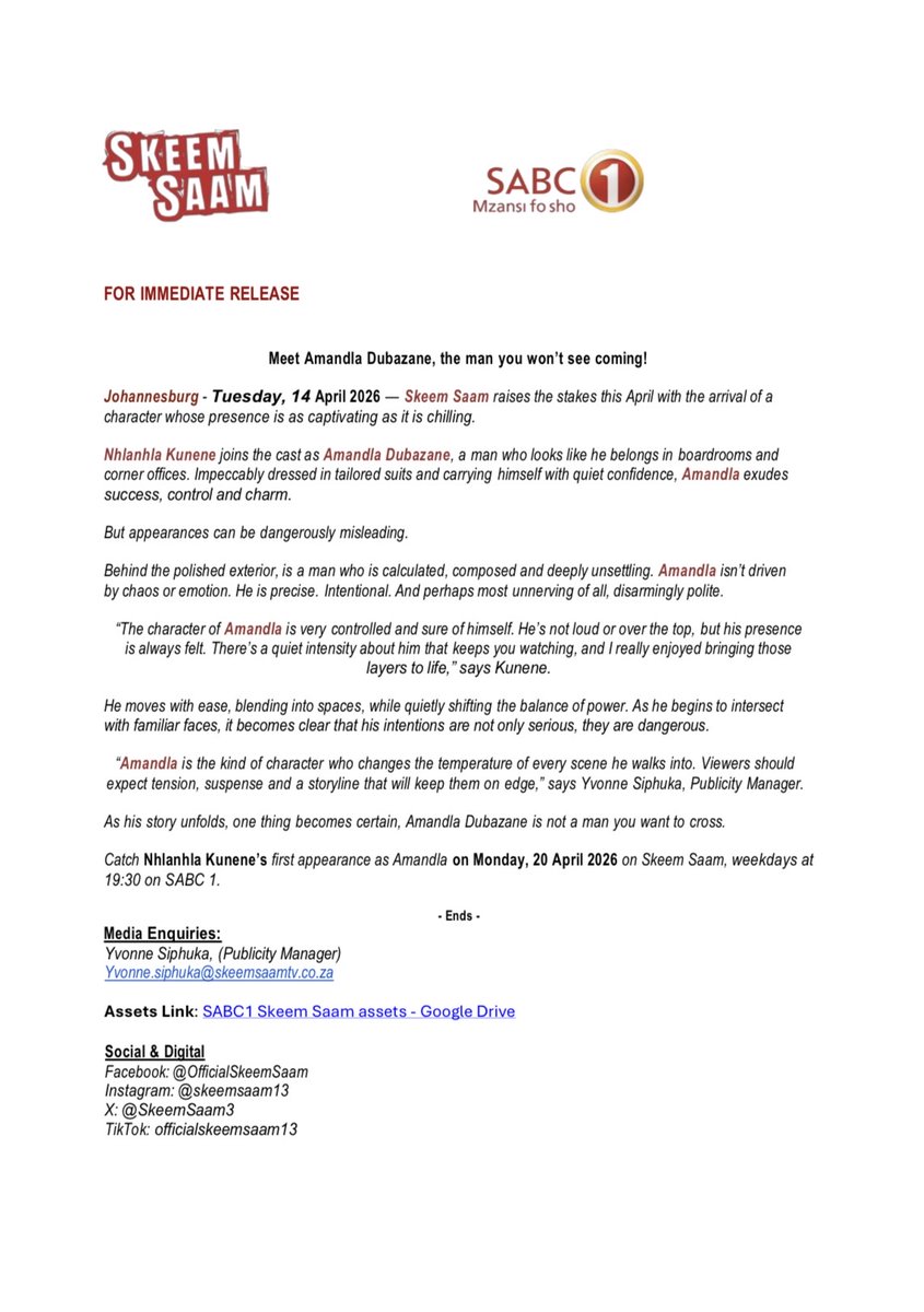 OFFICIAL Skeem Saam 14 tweet media