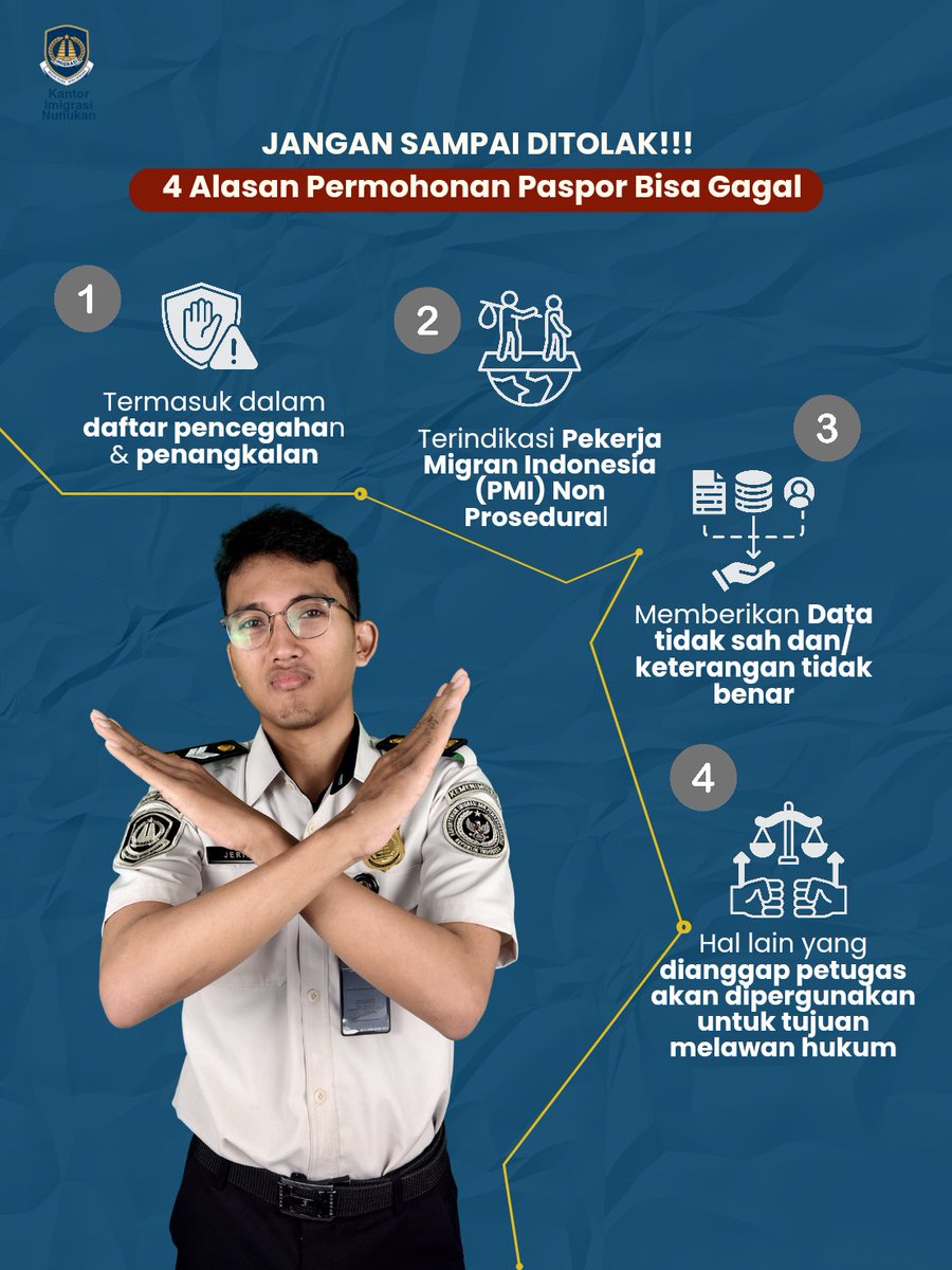 Halo Sahabat Mido!

Jangan sampai pengajuan paspor kamu gagal ya ! yuk cek dulu sebelum datang ke Kantor Imigrasi 

#paspor #pelayanan #perbatasan #imigrasinunukan