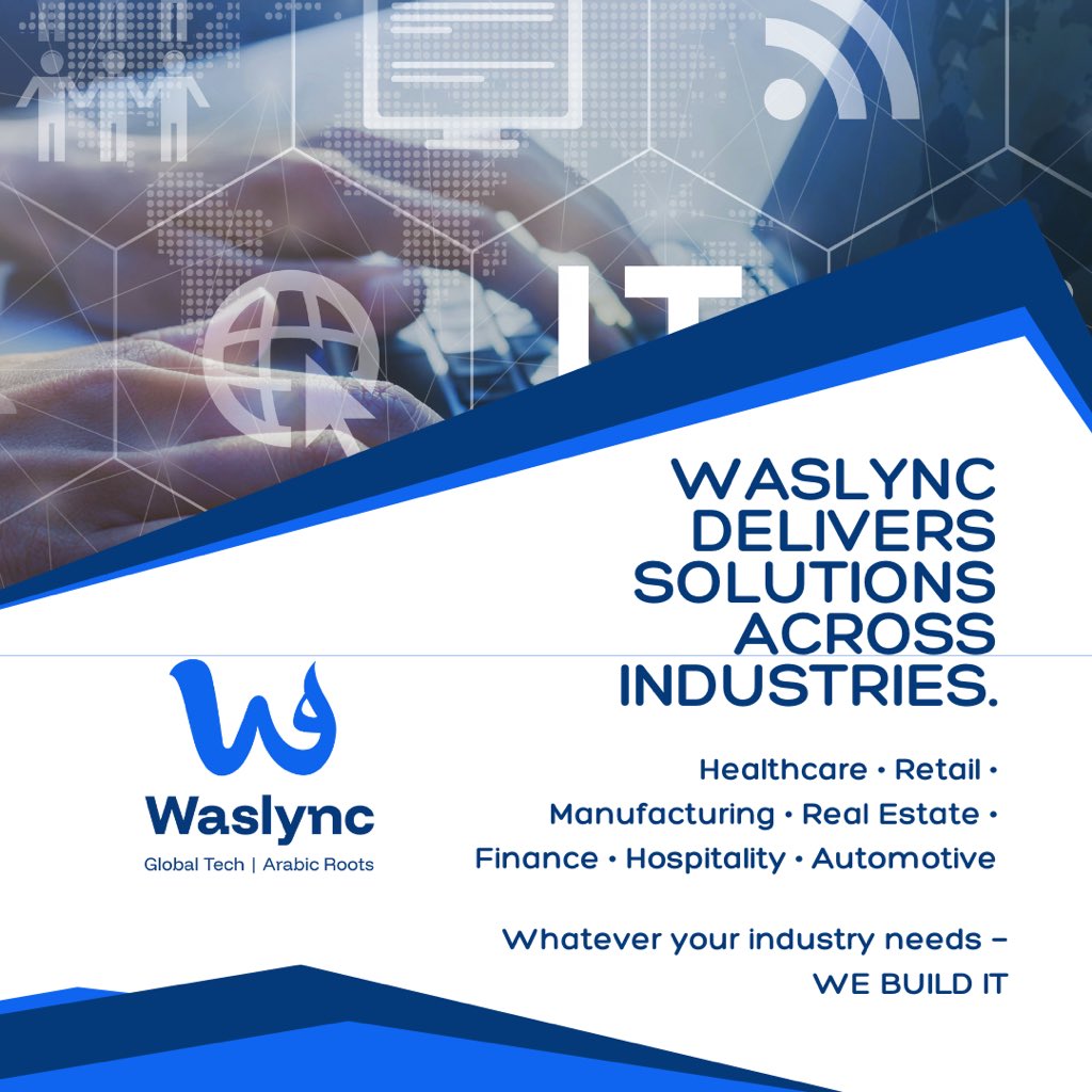 waslync's tweet image. From Healthcare to Finance, Retail to Real Estate we don't just build technology... we build growth, efficiency, and future-ready businesses.
At Waslync, your vision meets execution.
Whatever your industry needs - WE BUILD IT.
Saudi Arabia | Global Delivery
#Waslync #ITSolutions