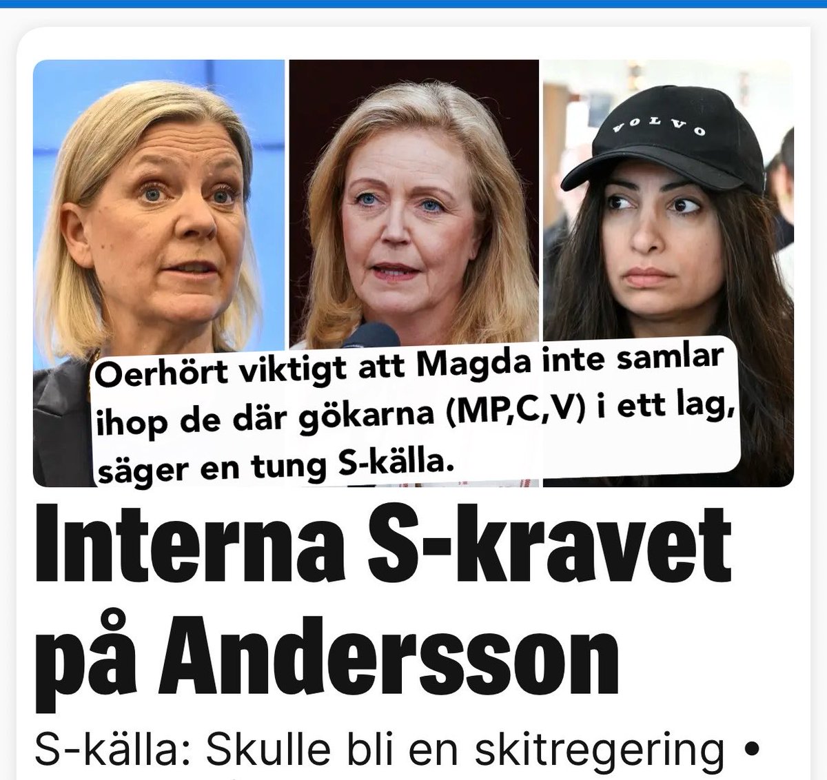 Socialdemokrater totalsågar sitt eget regeringsunderlag.

Bra stämning på rödgröna sidan. expressen.se/nyheter/politi…