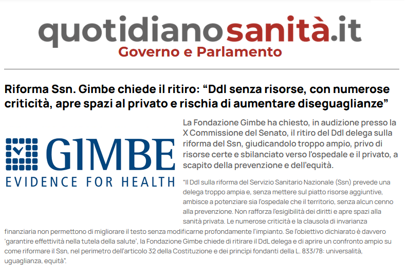 Cartabellotta's tweet image. Se l’obiettivo dichiarato della riforma è davvero quello di «garantire effettività nella tutela della #salute» la Fondazione GIMBE propone di
👉Ritirare il DdL delega
👉Aprire un confronto ampiosu come riformare il SSN, nel perimetro dell’art. 32 e dei princìpi fondanti della L.