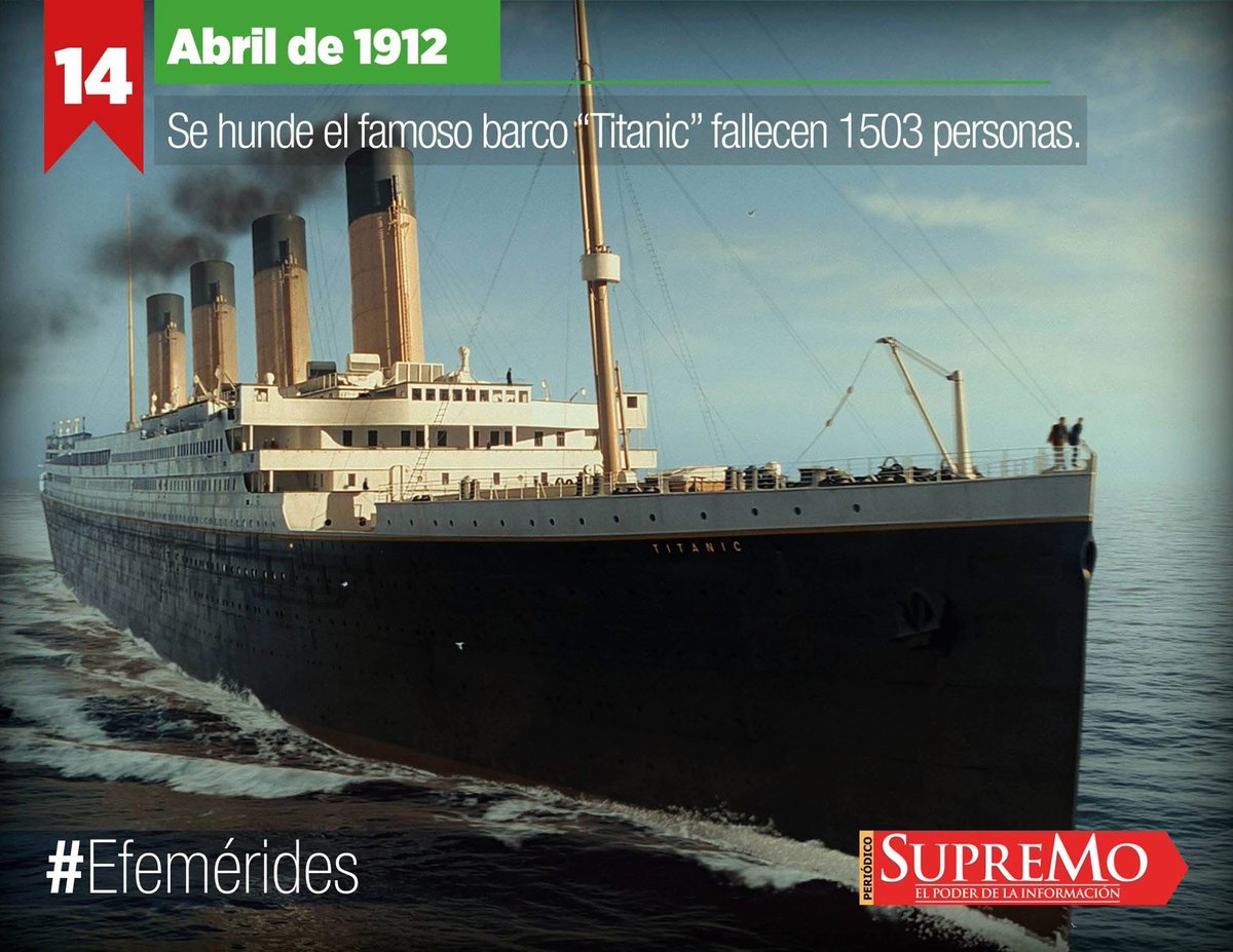 Diario_Supremo's tweet photo. Un día como hoy de 1912, se hundía el ‘Titanic’ 🚢 https://t.co/yKGw4u5dLg