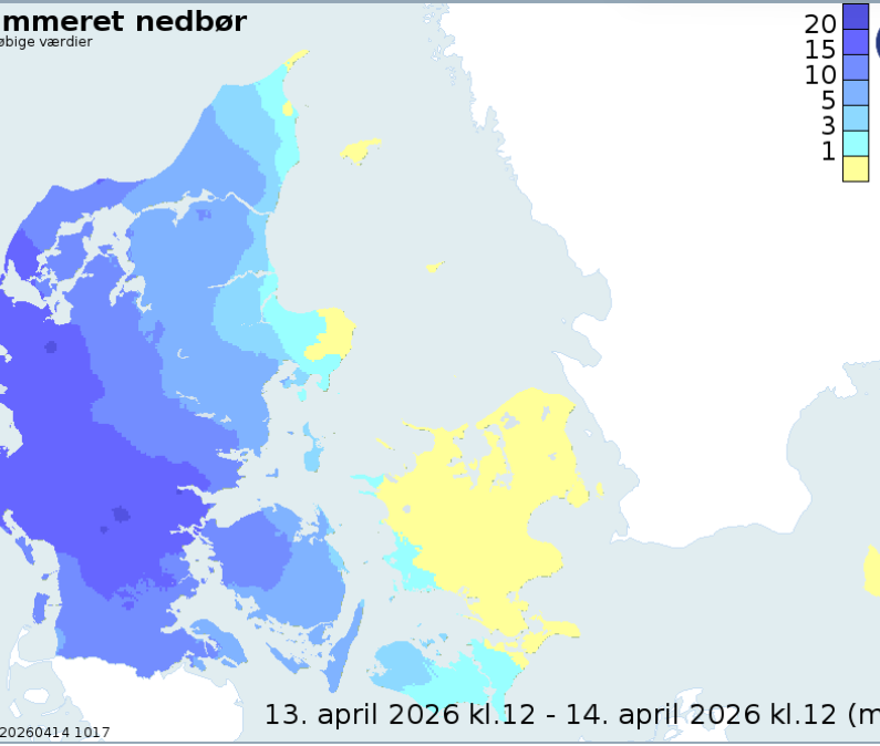 Regenfront zieht über Dänemark nach Osten