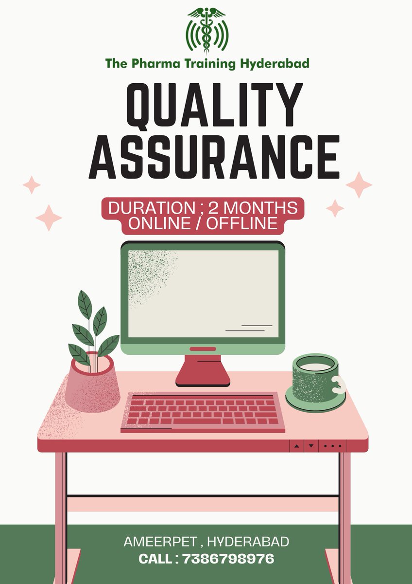 THEPHARMA378021's tweet image. 🧪 QUALITY ASSURANCE (QA)
🚀 Build Your Career in Pharma Quality &amp;amp; Compliance

#QualityAssurance #PharmaJobs #GMP #GLP #CAPA #PharmaCareer #PharmaTraining #HyderabadJobs #CareerGrowth #QAJobs