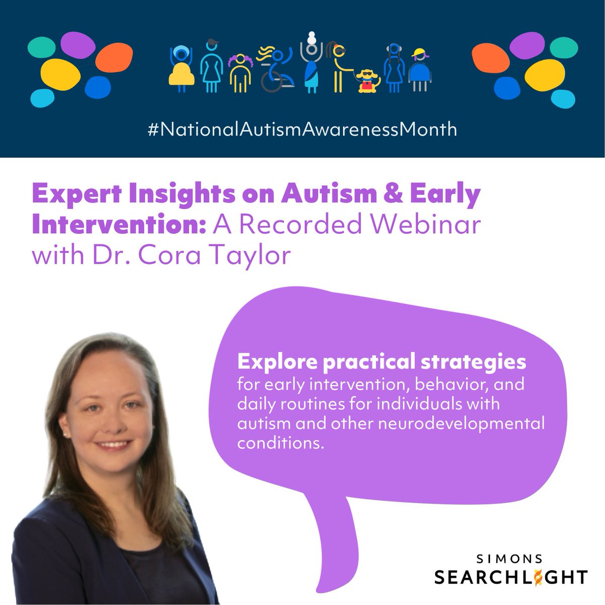 s_searchlight's tweet image. 💜💙🧡 In honor of #WorldAutismMonth, Dr. Cora Taylor (Simons Searchlight Co-PI) answers key questions on diagnosis, education, sleep, feeding &amp;amp; more for autism and related conditions.

🎥 Watch: bit.ly/DrCoraTaylor_A…

#AutismAcceptanceMonth #AutismCommunity #AutismResearch