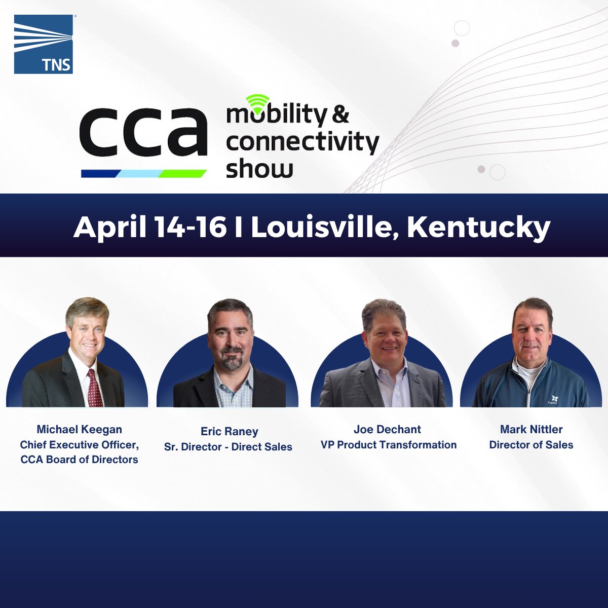 TelecomTNS's tweet image. TNS is heading to the 2026 CCAmobile Mobile Carriers Show in Louisville, KY, April 14-16! 

📍Stop by Booth #223 to explore the TNS Product Portfolio for networks operations. 

Let's connect! bit.ly/4chJ5Da

#MCS2026 #CCA #NetworkSolutions #CarrierServices