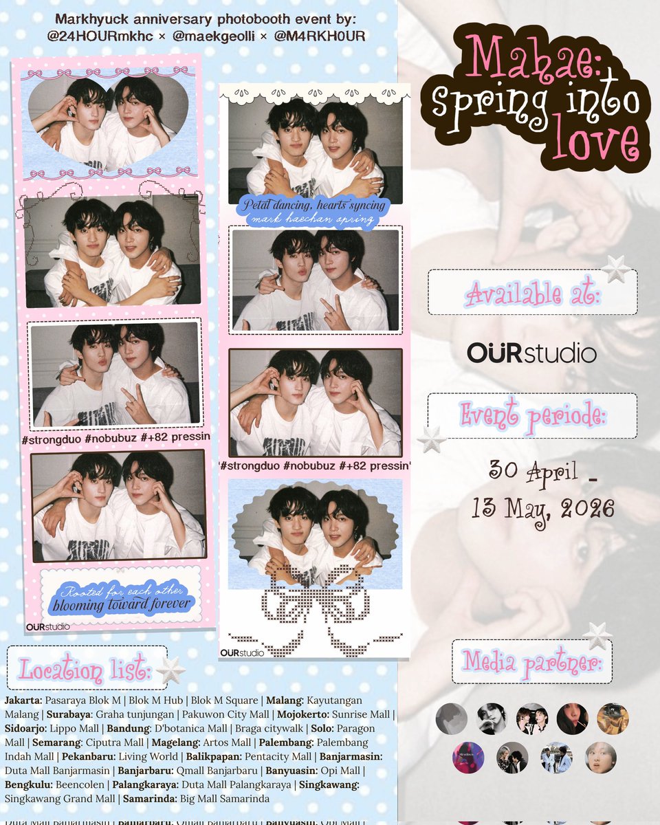 🌸𝑭𝒂𝒍𝒍𝒊𝒏 𝒊𝒏 𝒍𝒐𝒗𝒆 𝒖𝒏𝒅𝒆𝒓 𝒕𝒉𝒆 𝑪𝒉𝒆𝒓𝒓𝒚 𝑩𝒍𝒐𝒔𝒔𝒐𝒎𝒔🌸
  
Markhyuck Anniversary Photobooth event by <a href="/24H0URmkhc/">ris</a> X <a href="/maekgeolli/">nan</a> X <a href="/M4RKH0UR/">⭐️</a> 

📍Snaplab &amp; ourselfstudio
🗓️ 17 Apr - 13 Mei 2026

 —Location deets on pict!

Let’s celebrate with #SpringLoveWithMH
