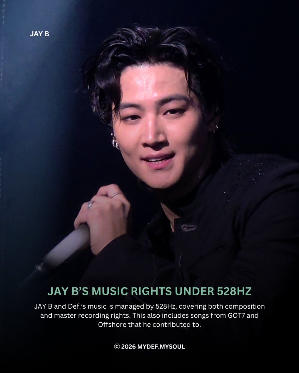 mydef_mysoul's tweet image. 📁[Info] Music Rights Under 528Hz #528Hzkr #JAYB #Def.

ผลงานเพลงส่วนใหญ่ของ JAY B และ Def. อยู่ภายใต้การดูแลลิขสิทธิ์ของบริษัท 528Hz ซึ่งครอบคลุมทั้งตัวผลงานเพลง ไม่ว่าจะเป็นเนื้อร้อง ทำนอง การเรียบเรียง ไปจนถึงไฟล์เสียงที่ถูกบันทึกแล้ว

นั่นหมายความว่า 528Hz