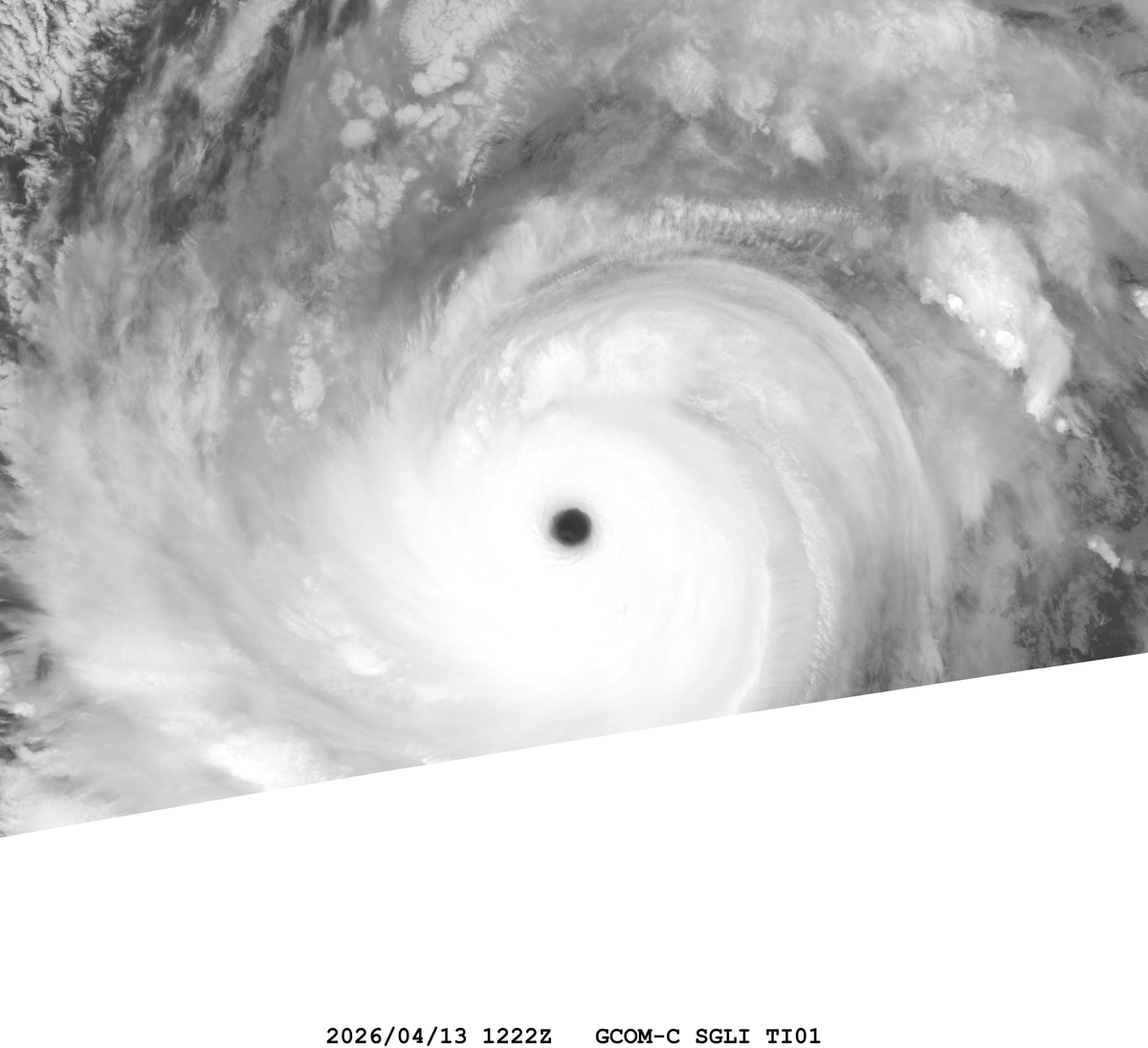 zeb199818's tweet photo. #04W Typhoon #SINLAKU
Satellite: #GCOMC #SGLI
Channel : T1 (10.8 µm) 250-m
Time : 2026/04/13 1222Z
Eye Temp : 24.17 °C
Data Source : JAXA G-Portal L1B
CPA : ~150 km https://t.co/vhrw4aGBnZ