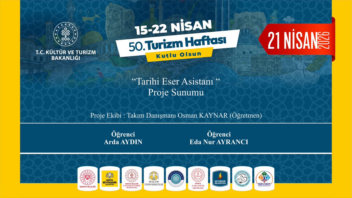 15-22 Nisan 2026 tarihleri arasında kutlanacak olan 50. Turizm Haftası kapsamında, Seydişehir’de birbirinden güzel etkinliklerle bir araya geliyoruz.

Turizm şenliklerinden kortej yürüyüşüne, doğa gezilerinden su sporları gösterilerine, gezi programlarından konser ve panellere