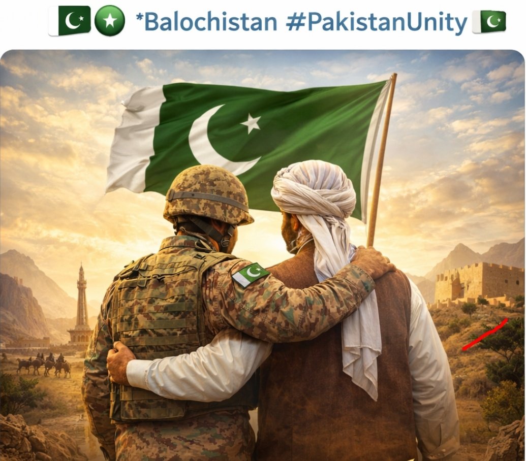 DrBaloch1811211's tweet image. بلوچستان پاکستان کا دل ہے، اور رہے گا۔ چند بیرونی پراکسی عناصر کی سازشیں اس مضبوط رشتے کو کبھی کمزور نہیں کر سکتیں۔
بلوچ عوام نے ہمیشہ اس ملک کے لیے قربانیاں دی ہیں، اور پاکستان کی طاقت اس کی وحدت میں ہے۔ ہمیں تقسیم نہیں اتحاد کی بات کرنی ہے۔ 🇵🇰
#Balochistan #PakistanUnity