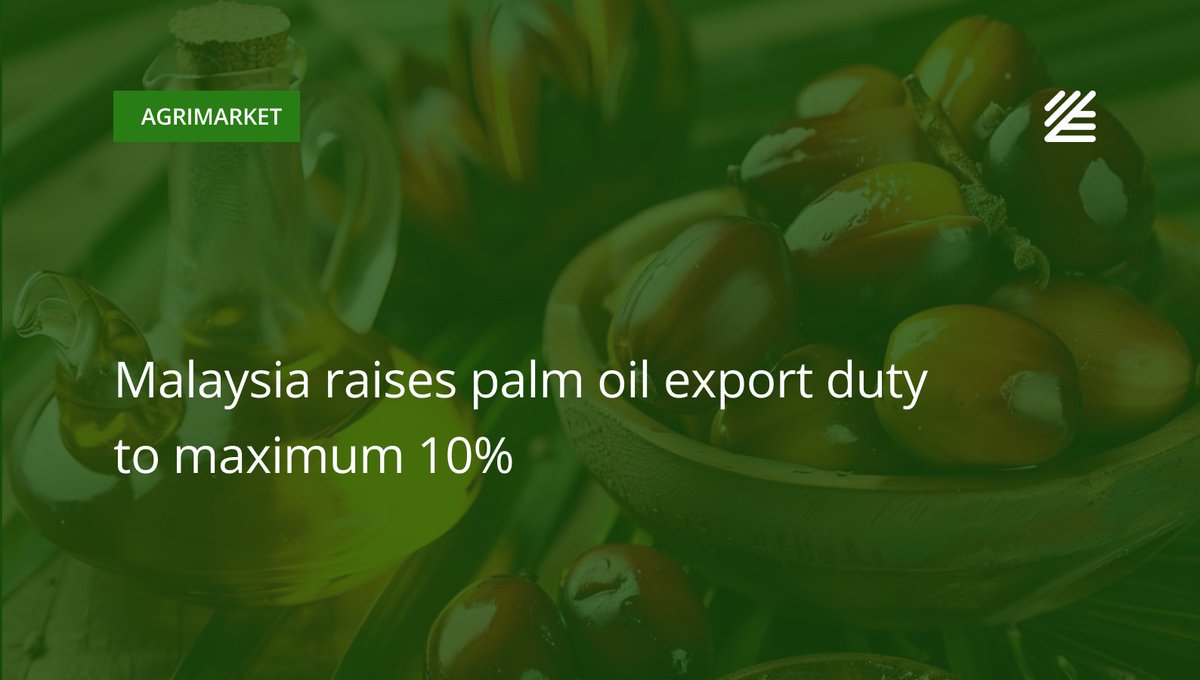 UkrAgroConsult's tweet image. 🇲🇾 #Malaysia raises #palm_oil #export #duty to maximum 10%

Malaysia has increased its reference price for crude palm oil for May to 4,522 ringgit per tonne, automatically raising the export duty to the maximum level of 10%.

More details 👉ukragroconsult.com/?p=313357