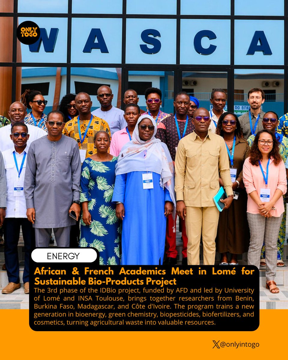 OnlyInTogo's tweet photo. 🇹🇬🤝🇫🇷 #Togo hosts African &amp; French academics for IDBio project on sustainable bio-products. Training researchers to turn waste into wealth! #Education #GreenEconomy https://t.co/WvWygKtxzb