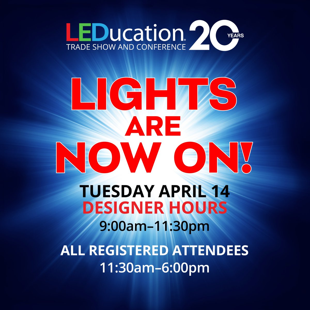 LEDucationNYC's tweet image. The wait is over! LEDucation 2026 starts today - York Hilton Midtown
4/14:
9:00–11:30am Designer Hours*
11:30am–6:00pm Open to All
4/15: 9:00am–3:00pm Open to All
*Lighting designers, architects, interior designers, landscape architects, engineers &amp;amp; students.
#LEDucationNYC