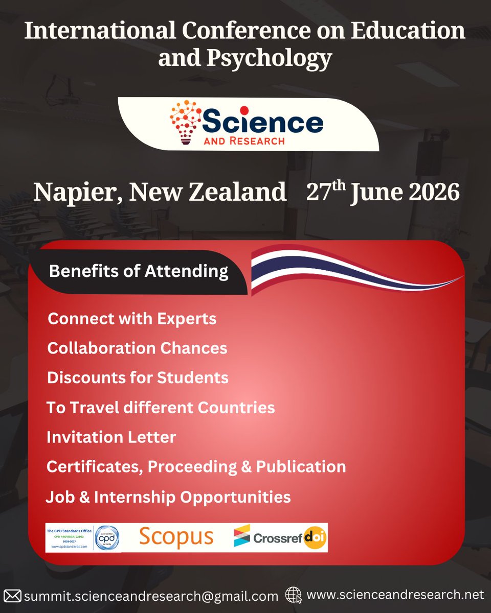 research48580's tweet photo. International Conference on Education and Psychology
Napier, New Zealand
27th June 2026

Conference link: https://t.co/tSbhP2QWvq

#conference2026 #éducation #psychology #newzealandevents #newzealandtravel #conference #newzealandlife #newzealanduniversities #napier #newzealand https://t.co/ig7p1C24LC