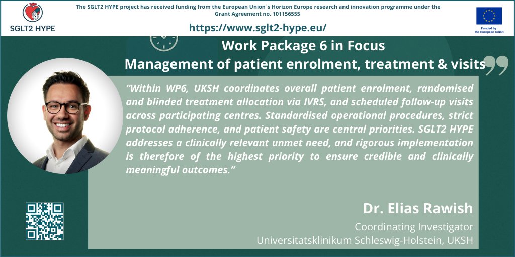 SGLT2_HYPE's tweet image. WP6 #SGLT2HYPEVoices_2026 (8/19) 🧭
Execution determines credibility.

UKSH coordinates enrolment, randomisation &amp;amp; follow up across Europe.

Precision ensures safety &amp;amp; outcomes.

🌐 sglt2hype.eu

#SGLT2HYPE #Hypertension