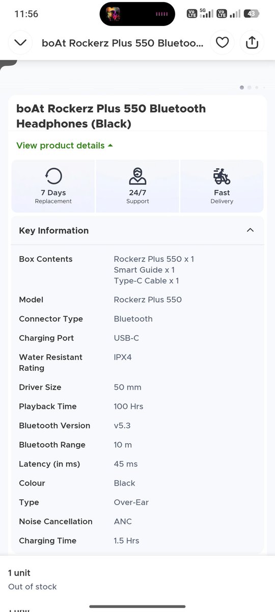 Chatur0872789's tweet photo. @letsblinkit  I purchased boAt Rockerz Plus 550 from your platform. The product listing clearly mentioned ANC, but the delivered product does not have ANC.   Your support team refused refund and closed my complaint. This is misleading advertisement.
. #Blinkit #ConsumerRights https://t.co/4Ph6wEXvkj