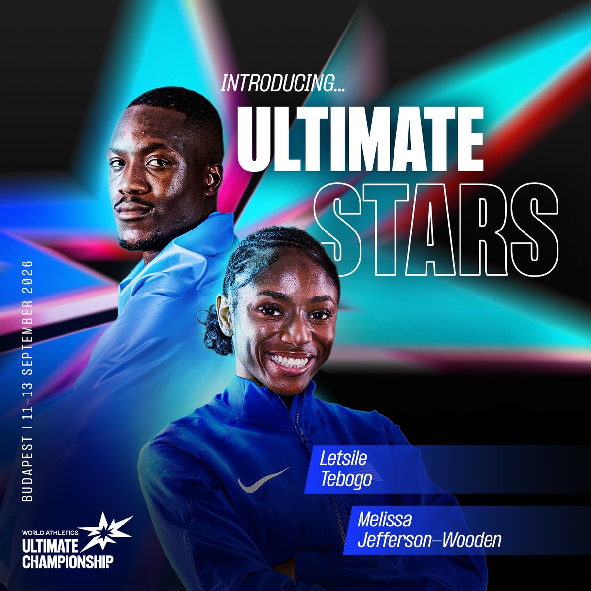 WorldAthletics's tweet photo. Global sprint stars @Melissajanae21 and @tebogo_letsile_ have been named Ultimate Stars for the #WorldAthleticsUltimate Championship in Budapest (11–13 September) 🤩 

With 150 days to go, both will also serve as team captains for the Kids’ Athletics Ultimate Challenge 🙌

🔗 https://t.co/mCe4DeM5sD