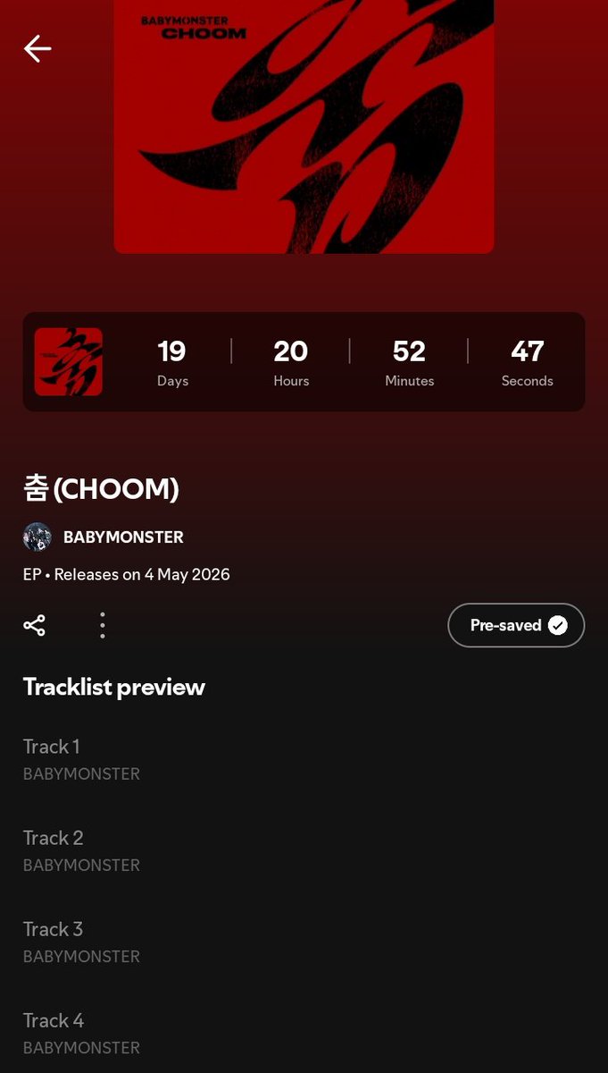 forbabymonster's tweet photo. 📢 19 days to go, Pre-save CHOOM by BABYMONSTER before release! 🖤 Who’s secured it? Make sure you’ve all pre-saved it! 

Pre-save now : 
https://t.co/lNgM3HSg7X

#BABYMONSTER #베이비몬스터 @YGBABYMONSTER_ https://t.co/FqpGtSqApU