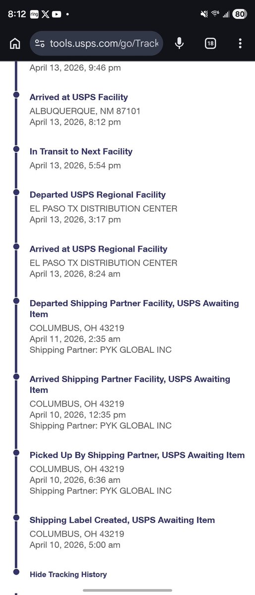 FROSTBlTING's tweet image. Yo @USPS you make absolutely no sense 

I live outside of Columbus, why you going to ship my order all the way to Texas thenNew Mexico then back??