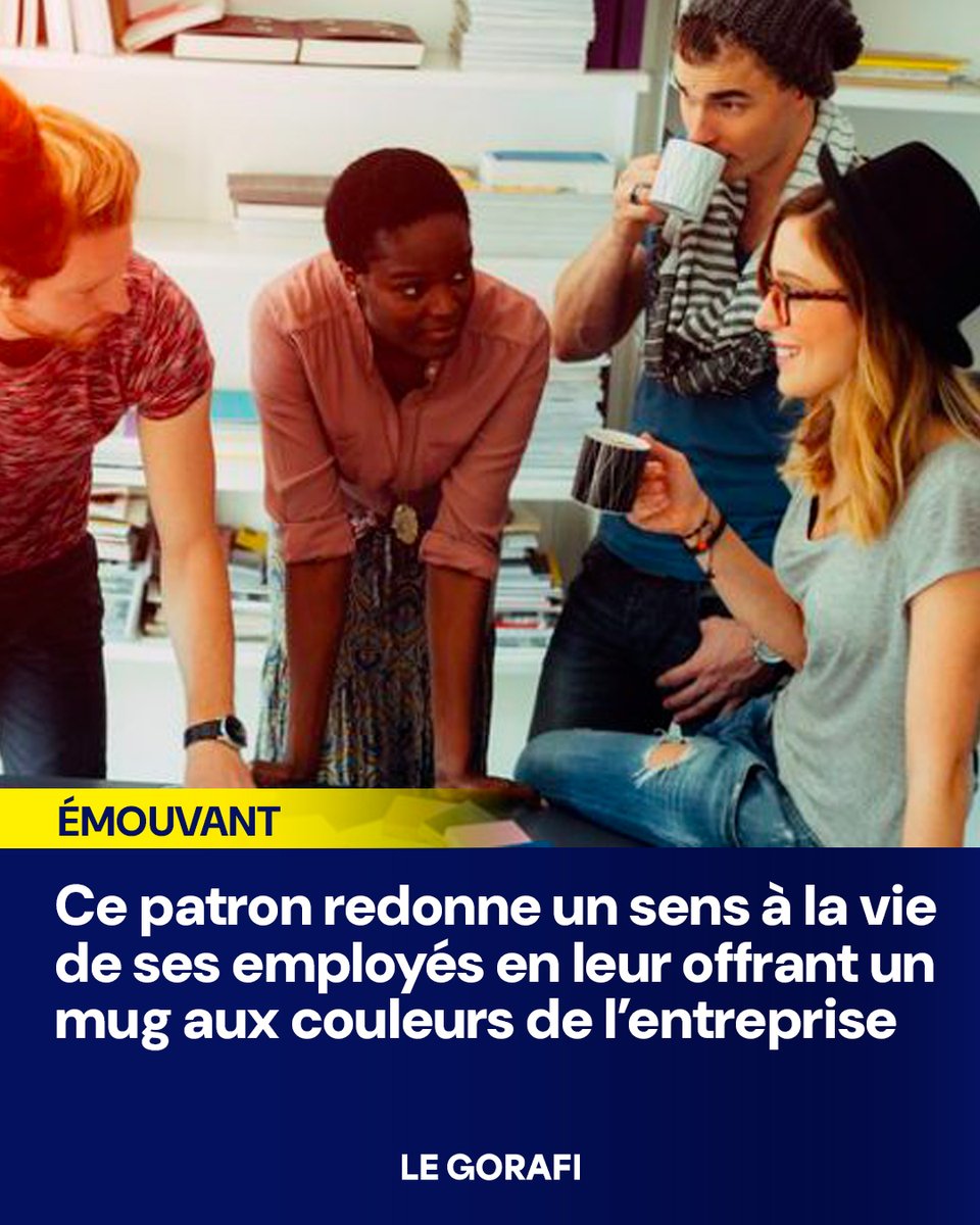 Émouvant : Ce patron redonne un sens à la vie de ses employés en leur offrant un mug aux couleurs de l’entreprise