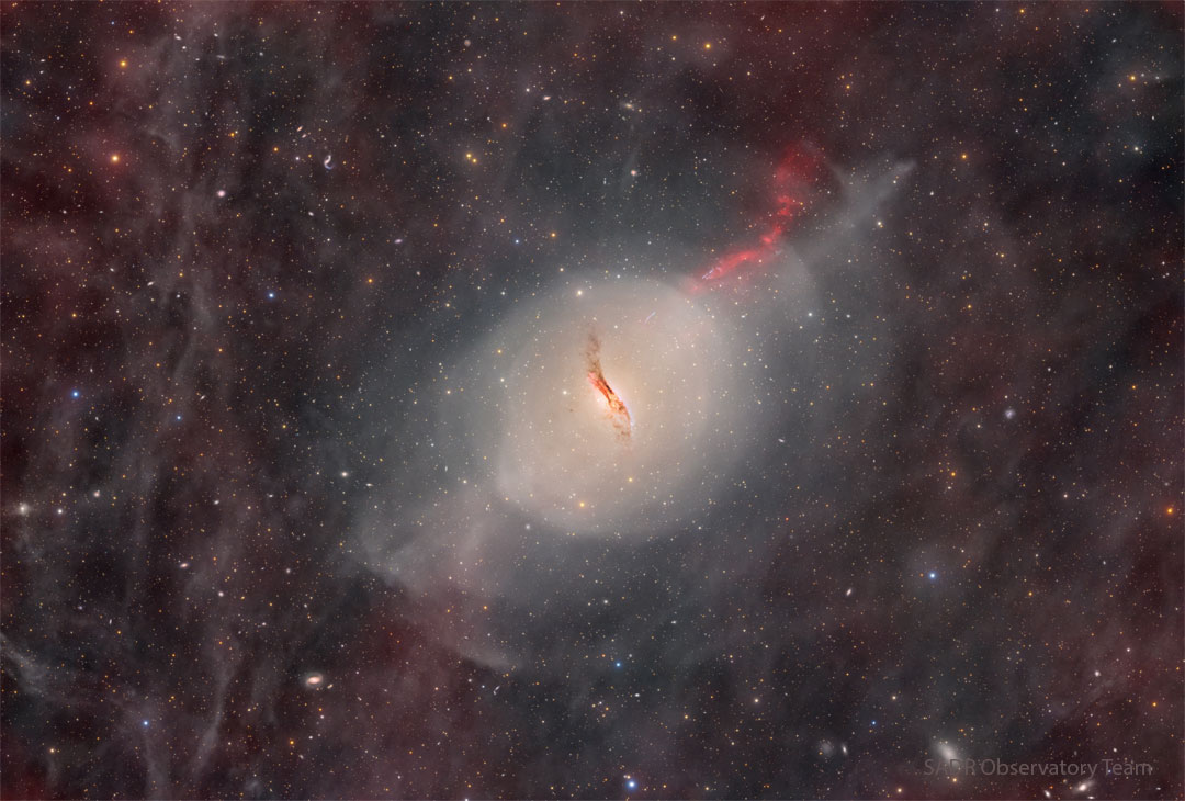 manuelacasasoli's tweet image. The result of a galactic collision...

"What's happened to the center of this galaxy? Dramatic dust lanes run across the center of unusual elliptical galaxy Centaurus A. These dust lanes are so thick they almost completely obscure the galaxy's center in visible light."

#Science