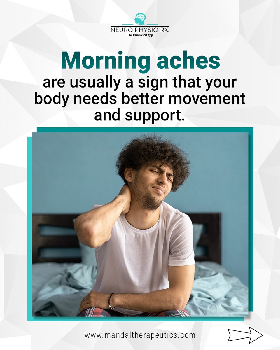 NeurophysioRx's tweet photo. Waking up stiff and sore is a clear sign that your body needs better movement and support. You don't have to spend your first hour of the day in #pain. 

Download Neuro Physio Rx today. 

Google Play: https://t.co/4zSQXE1Cv1
AppleStore: https://t.co/vi6QkRQr5M

#backpainrelief https://t.co/1xMeFJnigU