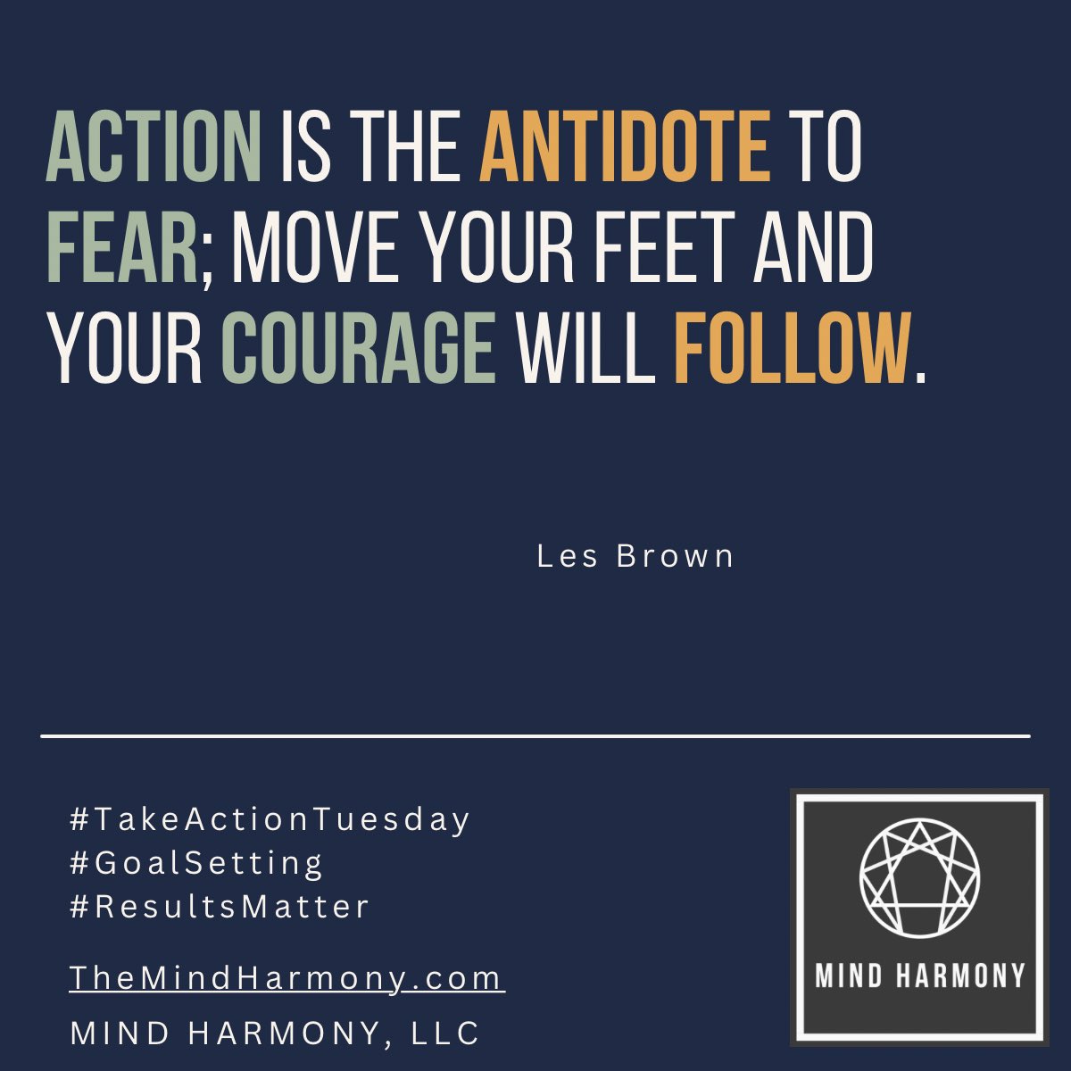 MindHarmonyLLC's tweet image. Take the next right step and keep momentum building.

#TakeActionTuesday #GoalSetting #ResultsMatter #MindHarmony #PersonalizedGrowth #EveryDayChange