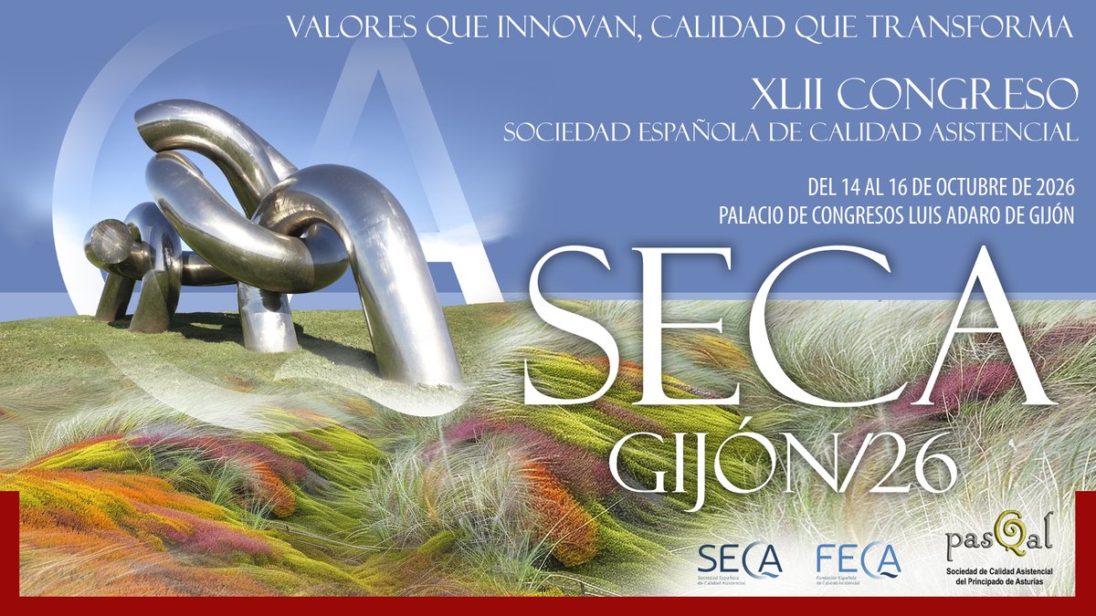 CalidadAsistenc's tweet photo. 📢📅 SAVE THE DATE! Los próximos días 14, 15 y 16 de octubre os esperamos en Gijón, donde tendrá lugar el Congreso #SECA26 bajo el lema “Valores que innovan. Calidad que transforma”

🔗 Visita la web e inscríbete aquí: https://t.co/zWYE47eUFx

#CalidadAsistencial @PasQalAsturias https://t.co/HFn91gtZZi