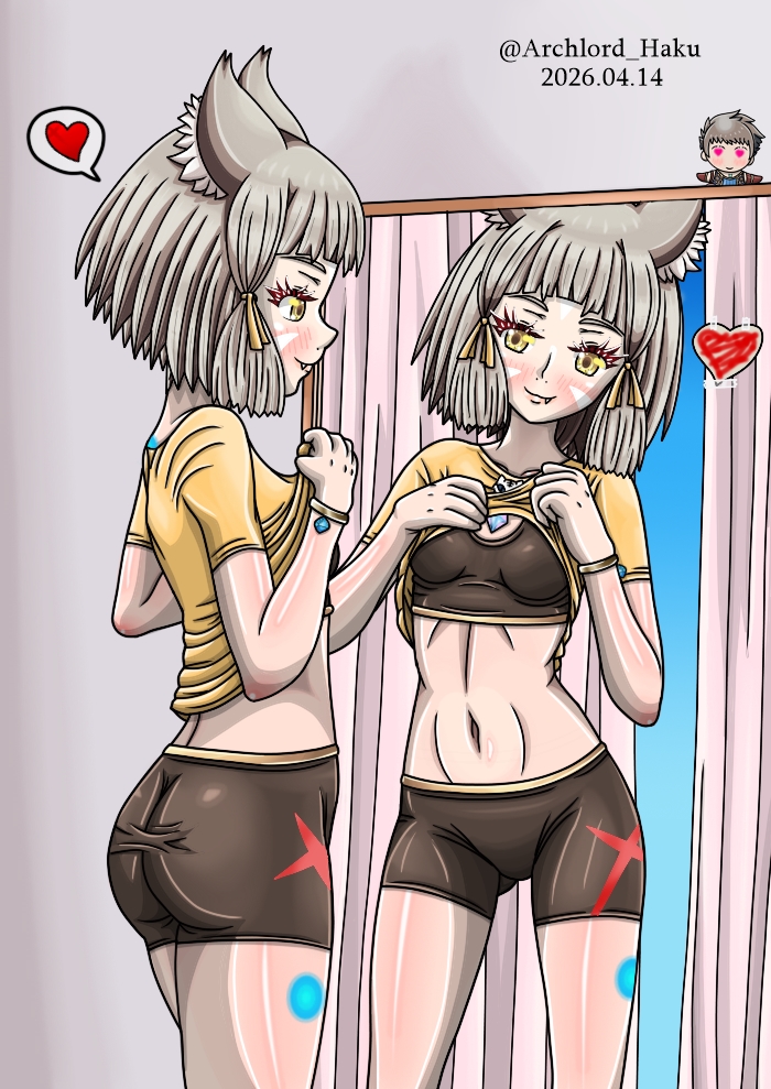 Beautiful Girl Nia
美少女ニア
❤️🐈❤️

A fanart to celebrate the radiant beauty of our beloved Welsh Cat Girl Nia / ニア from Xenoblade Chronicles 2.
She enjoys her new outfit in the mirror.