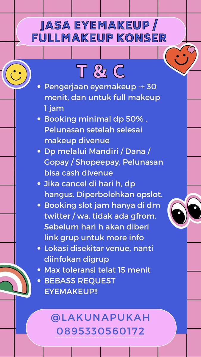 Lakunapukah's tweet image. hii Teume!! aku open jasa eyemakeup &amp;amp; full makeup &amp;amp; hairdo nih Day 1 &amp;amp; 2 buat konser TREASURE PULSE ON IN JAKARTA ,
start form 50k aja❤️
Buat yang minat bisa booking slot jam dm aku yah🫶🏻

tags; #jasaeyemakeup #TREASURE #treasureinjakarta
#treasureinjkt #pulseonjakarta