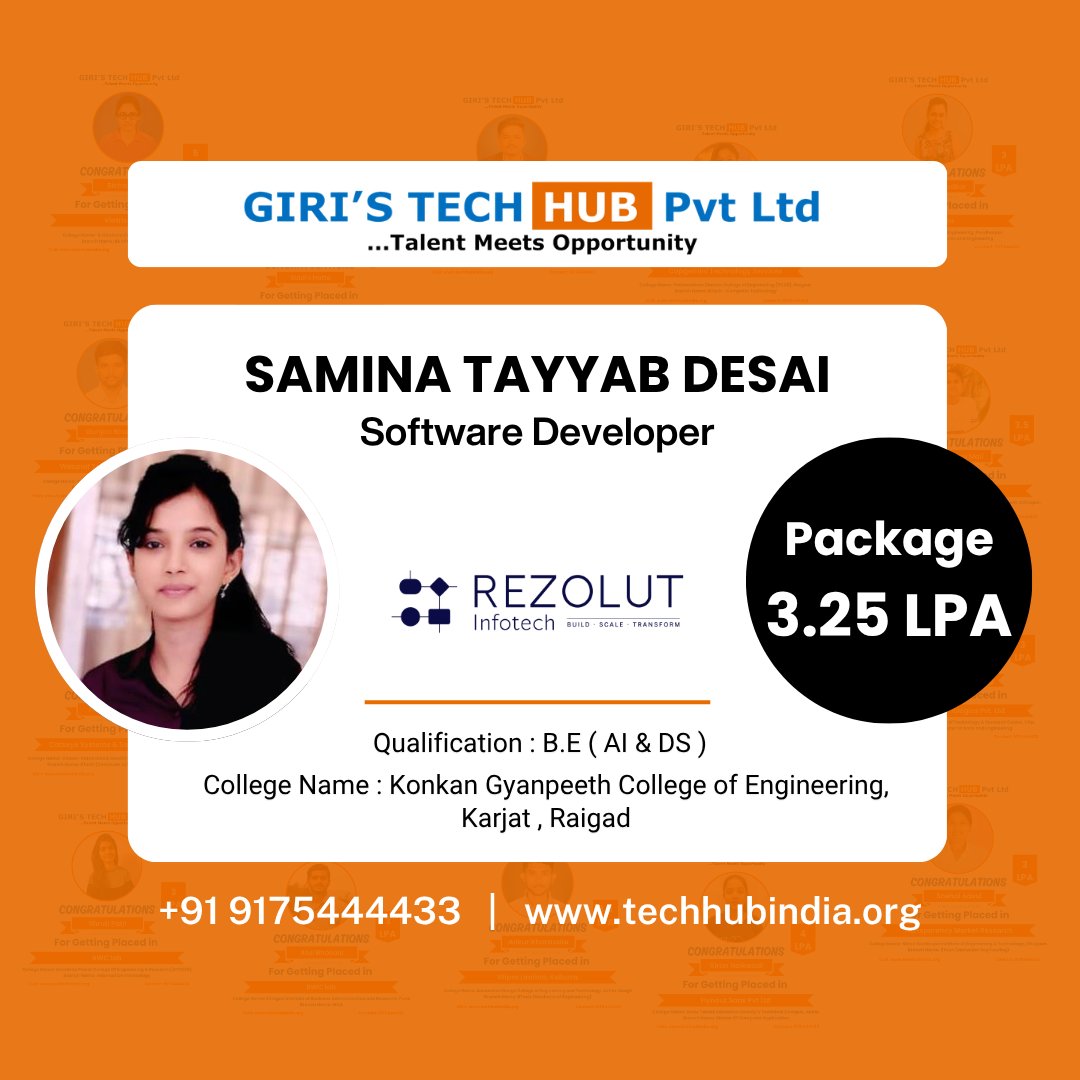 HubGiri's tweet photo. Congratulations... Samina for your job offer!! π
#placement2026 #ITjobs #placements #recruitment #javafullstackdeveloper https://t.co/UYQ6Tns4a3