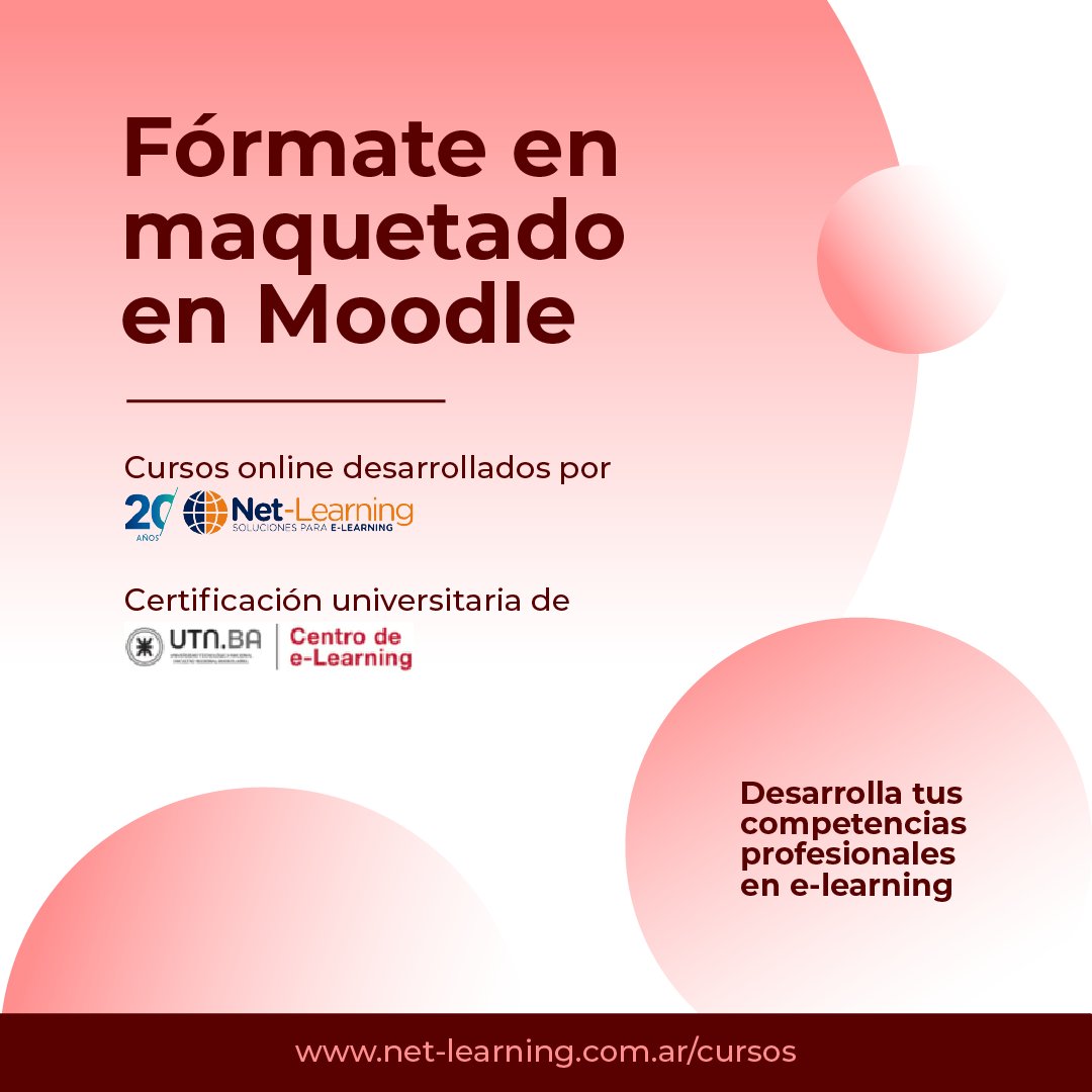 netlearning20's tweet image. Aprende a gestionar cursos online, configurar aulas virtuales y desempeñarte como tutor en Moodle.
📚 Certificación universitaria UTN.BA – Centro de e-Learning
Más información: net-learning.com.ar/cursos/
Inicia el 17/4. ¡Inscríbete!

#Moodle #CursosOnline