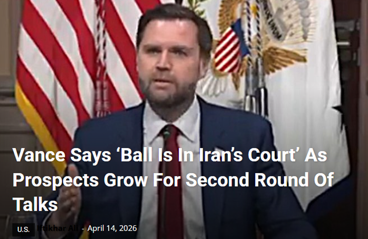ViewsNewsMag's tweet photo. Vance Says ‘Ball Is in Iran’s Court’ as Prospects Grow for Second Round of Talks https://t.co/ONylHeVPZs via @ViewsNewsNow 
#US #Vance #IranWar‌ #IslamabadPeaceProcess #PakistanMediation https://t.co/e62BrJHbNE