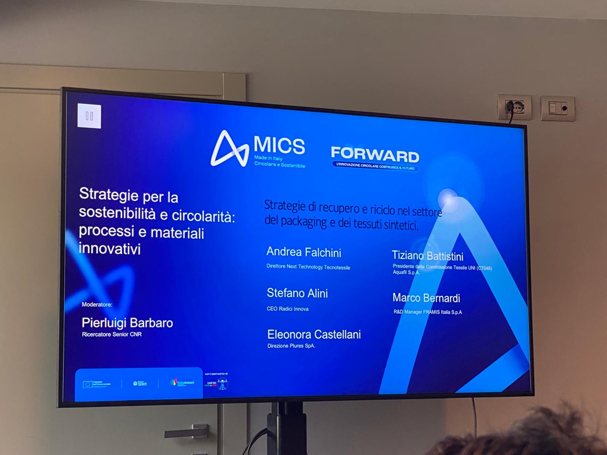 RadiciGroup's tweet image. Today, Stefano Alini took part in MICS Forward, the event dedicated to presenting the results of research projects funded under the Fondazione MICS.
#RadiciGroup #MICS #MICSForward #Innovation #MadeInItaly